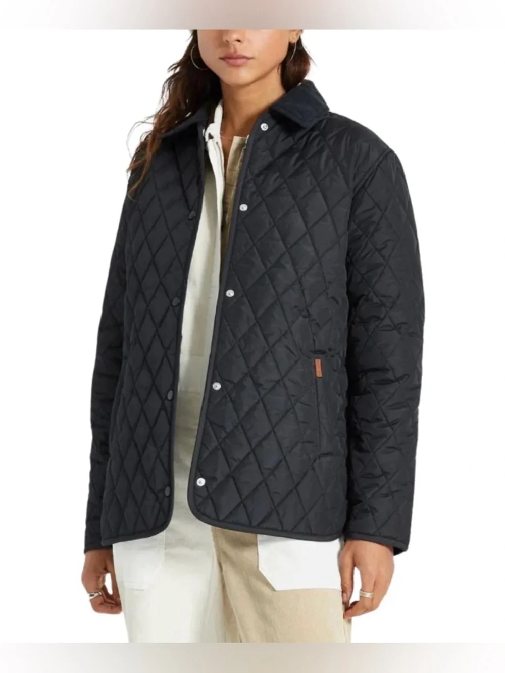 Brixton Women’s Cass Jacket Black Quilted Snap-Front Barn Style Size Small - Picture 1 of 9